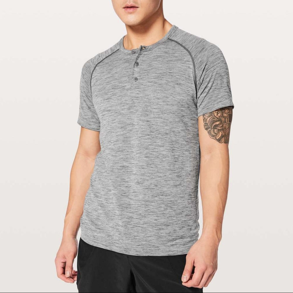 Lululemon Metal Vent Tech Short Sleeve Henley Slate White Size Large